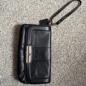 Black leather Coach Clutch